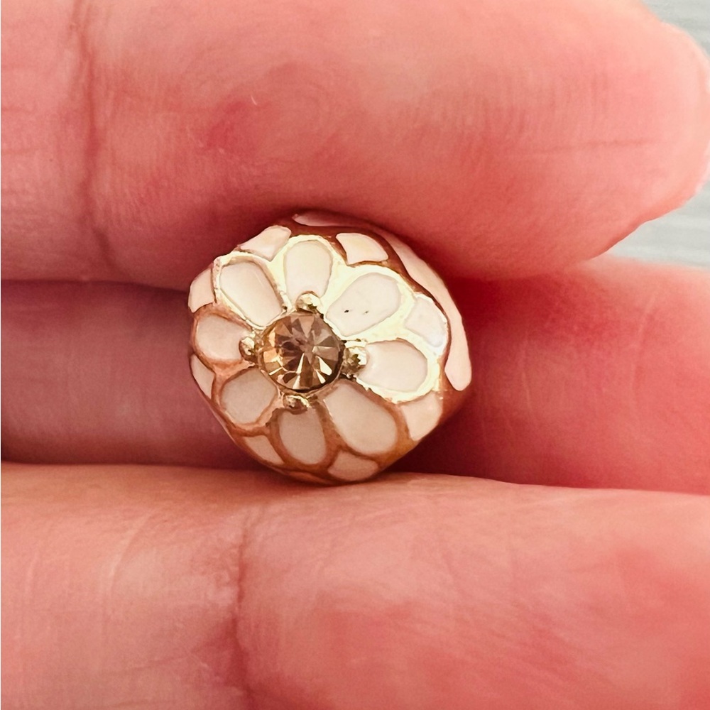 Gold plated enamel & crystal bracelet charm